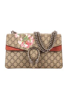 Gucci Blooms Dionysus Beige Burgundy Supreme Canvas Shoulder Bag